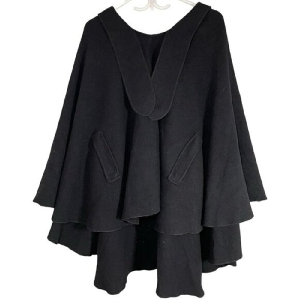 YVES SAINT LAURENT Made in Italy Black Poncho Cape size M